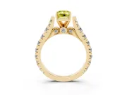 Emerald Cut Graduated Cathedral Engagement Ring Setting for a Fancy Yellow Lab-Grown Diamond | Side Stones | Yellow Gold