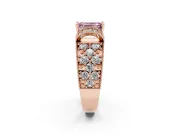 Emerald Cut Vintage Pave Engagement Ring Setting for a Fancy Pink Lab-Grown Diamond | Milgrain Edges | Rose Gold