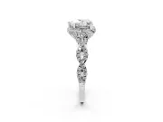 Heart-Shaped Milgrain Halo Engagement Ring Setting | Graduated Shoulders | Platinum