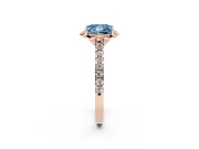 Princess Cut Floral Petal Engagement Ring Setting for a Fancy Blue Lab-Grown Diamond | Petal Accents | Rose Gold