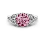 Round Cluster Side Stone Engagement Ring Setting for a Fancy Pink Lab-Grown Diamond | Platinum