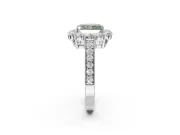 Radiant Cut Vintage Halo Engagement Ring Setting for a Fancy Green Lab-Grown Diamond | Sterling Silver