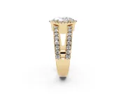 Oval Halo Split Shank Engagement Ring Setting | Pavé Strands | Yellow Gold