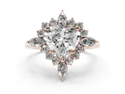 Heart Cut Diamond Cluster Halo Ring Set in Rose gold with Marquise and Round Accents
