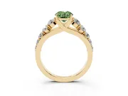 Oval Graduated Side Stone Engagement Ring Setting for a Fancy Green Lab-Grown Diamond | Flat Top Band | Yellow Gold