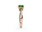 Fancy Green Princess Cut Diamond Twist Band Solitaire Set in Rose gold with Pavé Accents and Prong Setting
