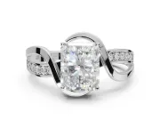 Radiant Cut Bypass Solitaire Engagement Ring Setting | Pavé and Plain Strands | Sterling Silver