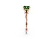 Fancy Green Princess Cut Diamond Solitaire Ring Set in Rose gold with Twisted Band and Bead Prong Setting