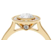 Pear-Shaped Vintage Milgrain Halo Engagement Ring Setting | Bezel Head | Yellow Gold