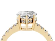 Heart-Shaped Hidden Halo Solitaire Engagement Ring Setting | Shared Prong Band | Yellow Gold