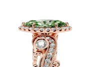 Marquise Vintage Halo Engagement Ring Setting for a Fancy Green Lab-Grown Diamond | Bezel Shoulder Accents | Rose Gold