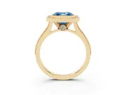 Asscher Cut Vintage Milgrain Halo Engagement Ring Setting for a Fancy Blue Lab-Grown Diamond | Bezel Head | Yellow Gold