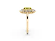 Emerald Cut Floral Double Halo Engagement Ring Setting for a Fancy Yellow Lab-Grown Diamond | Plain Band | Yellow Gold