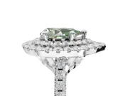 Fancy Green Pear-Shaped Lab-Grown Diamond Double Halo Statement Ring Set in Sterling Silver with Pavé Band