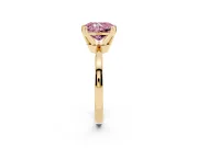 Fancy Pink Radiant Cut Diamond Solitaire Engagement Ring Set in Yellow gold with Slim Tapered Solitaire Band