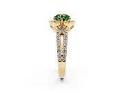 Round Floral Halo Engagement Ring Setting for a Fancy Green Lab-Grown Diamond | Pavé Split Shank | Yellow Gold