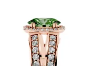 Fancy Green Oval Cut Diamond Halo Ring Set in Rose gold with Double Pavé Split Shank