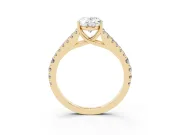 Oval Graduated Pave Split Shank Engagement Ring Setting | V Split Shoulders | Yellow Gold
