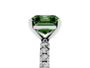 Asscher Cut Pavé Solitaire Engagement Ring Setting for a Fancy Green Lab-Grown Diamond | Sterling Silver