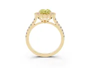 Oval Vintage Milgrain Floral Halo Engagement Ring Setting for a Fancy Yellow Lab-Grown Diamond | Pavé Band | Yellow Gold