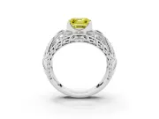 Asscher Cut Art Deco Engagement Ring Setting for a Fancy Yellow Lab-Grown Diamond | Platinum