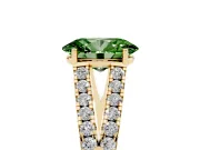 Oval Graduated Split Shank Engagement Ring Setting for a Fancy Green Lab-Grown Diamond | Yellow Gold
