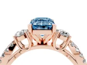 Emerald Cut Three Stone Engagement Ring Setting for a Fancy Blue Lab-Grown Diamond | Rose Gold