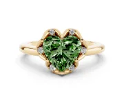 Heart-Shaped Petal Halo Engagement Ring Setting for a Fancy Green Lab-Grown Diamond | Yellow Gold