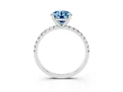 Round Petite Pavé Solitaire Engagement Ring Setting for a Fancy Blue Lab-Grown Diamond | Slim Band | Platinum