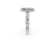 Marquise Leaf Halo Engagement Ring Setting for a Fancy Pink Lab-Grown Diamond | Sterling Silver