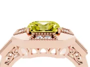 Fancy Yellow Asscher Cut Diamond Milgrain Halo Ring Set in Rose gold with Split Shank