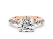 Heart Cut Diamond Cluster Solitaire Ring Set in Rose gold with Prong Setting