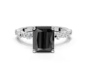 Radiant Cut Pavé Engagement Ring Setting for a Black Center | Alternating Accents | Platinum
