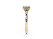 Princess Cut Baguette Side Stone Engagement Ring Setting for a Black Center | Yellow Gold