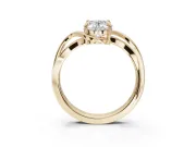 Oval Bypass Solitaire Engagement Ring Setting | Pavé and Plain Strands | Yellow Gold