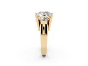 Round Channel-Set Three Stone Engagement Ring Setting | Wide Flat Band | Yellow Gold