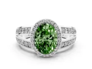Oval Halo Engagement Ring Setting for a Fancy Green Lab-Grown Diamond | Split Shank | Platinum