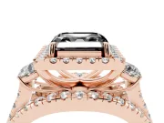Asscher Cut Halo Split Shank Engagement Ring Setting for a Black Center | Rose Gold