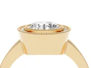 Round Milgrain Halo Engagement Ring Setting | Pave Band | Yellow Gold