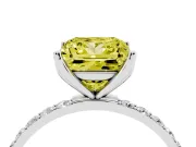 Princess Cut Pave Solitaire Engagement Ring Setting for a Fancy Yellow Lab-Grown Diamond | Slim Band | Platinum