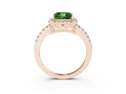 Fancy Green Princess Cut Diamond Pavé Band Halo Engagement Ring Set in Rose gold with Prong Setting