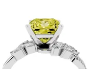 Fancy Yellow Princess Cut Diamond Solitaire Ring Set in Platinum with Marquise Twist Band and Prong Setting
