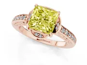 Princess Cut Floral Pavé Engagement Ring Setting for a Fancy Yellow Lab-Grown Diamond | Rose Gold