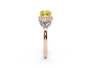 Cushion Cut Leaf Cluster Engagement Ring Setting for a Fancy Yellow Lab-Grown Diamond | Rose Gold