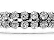 Round Lab-Grown Diamond Double Row Tennis Bracelet | Aligned Rows | Sterling Silver
