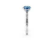 Round Petite Pavé Solitaire Engagement Ring Setting for a Fancy Blue Lab-Grown Diamond | Slim Band | Platinum