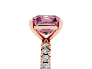 Asscher Cut Pavé Engagement Ring Setting for a Fancy Pink Lab-Grown Diamond | Rose Gold