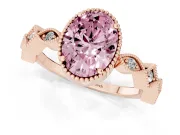 Oval Milgrain Bezel Engagement Ring Setting for a Fancy Pink Lab-Grown Diamond | Rose Gold