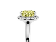 Oval Halo Engagement Ring Setting for a Fancy Yellow Lab-Grown Diamond | Plain Polished Band | White Gold