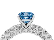 Cushion Cut Shared Prong Engagement Ring Setting for a Fancy Blue Lab-Grown Diamond | Platinum